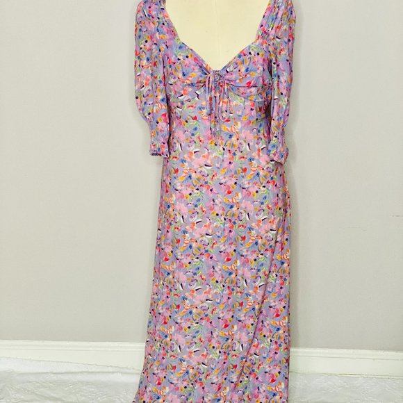 Floral Maxi Dress Ruched Top in Lavander - Picture 1 of 5